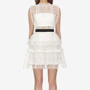 NWT self portrait circle floral lace mini dress